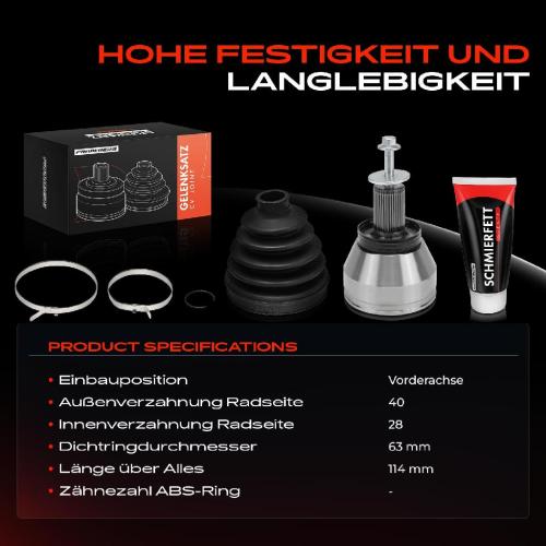 Frankberg 1x Antriebswelle Gelenksatz Vorderachse für Volvo S60 II S80 II V60 I Ford Mondeo 4 S-Max Bild Frankberg 1x Antriebswelle Gelenksatz Vorderachse für Volvo S60 II S80 II V60 I Ford Mondeo 4 S-Max