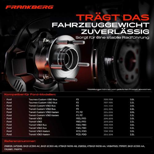 2x Radnabe Radlagersatz Vorderachse beidseitig für Ford Tourneo Custom V362 Bus Transit Kasten V363 Bild 2x Radnabe Radlagersatz Vorderachse beidseitig für Ford Tourneo Custom V362 Bus Transit Kasten V363