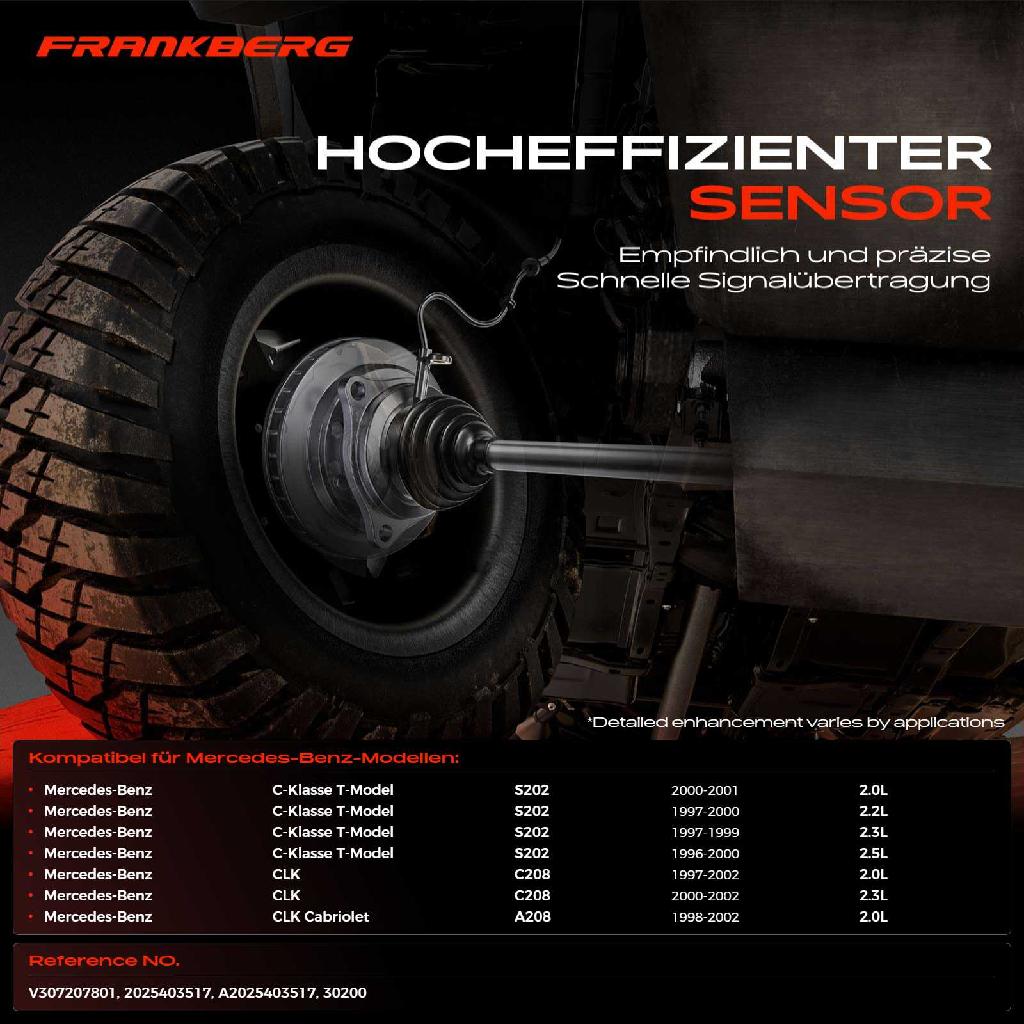 1x ABS Sensor Hinterachse rechts für Mercedes-Benz C-Klasse T-Model S202 CLK C208 CLK Cabriolet A208