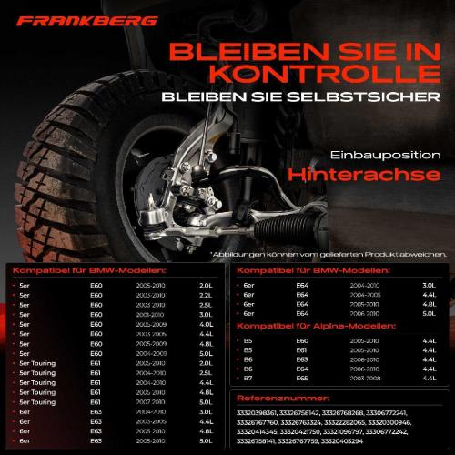 Frankberg 4x Querlenker Hinterachse für BMW 5er Touring E60 E61 6er Cabriolet E63 E64 E65 E66 E67 2001-2010 Bild Frankberg 4x Querlenker Hinterachse für BMW 5er Touring E60 E61 6er Cabriolet E63 E64 E65 E66 E67 2001-2010