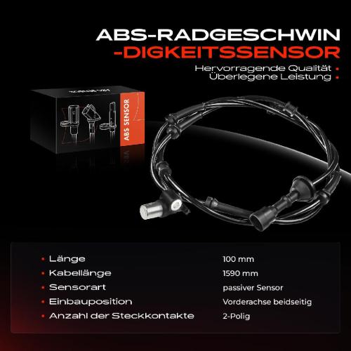 1x ABS Sensor Vorderachse beidseitig für Jeep Cherokee XJ 2.5L 4.0L 1984-2001 Bild 1x ABS Sensor Vorderachse beidseitig für Jeep Cherokee XJ 2.5L 4.0L 1984-2001