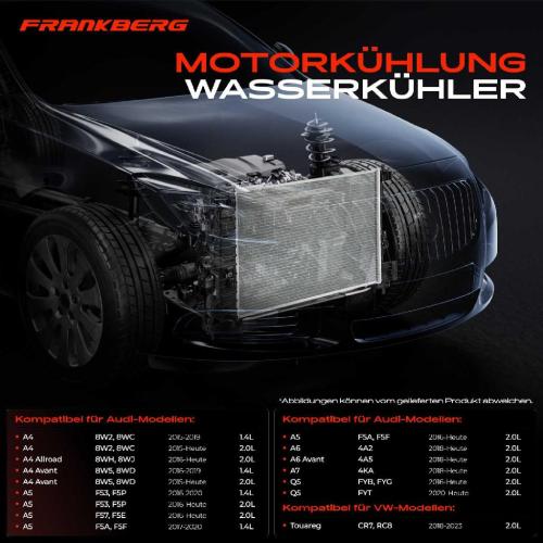 Frankberg 1x Kühler Wasserkühler Motorkühler für VW Touareg Audi A4 8W A5 F5 A6 A7 Q5 Bild Frankberg 1x Kühler Wasserkühler Motorkühler für VW Touareg Audi A4 8W A5 F5 A6 A7 Q5
