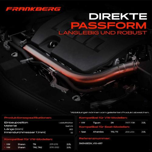 Frankberg 1x Kühlerschlauch Turboschlauch für Seat Alhambra 710 711 VW Sharan 7N 7N1 7N2 Tiguan 5N 2.0L 2007-2022 Bild Frankberg 1x Kühlerschlauch Turboschlauch für Seat Alhambra 710 711 VW Sharan 7N 7N1 7N2 Tiguan 5N 2.0L 2007-2022