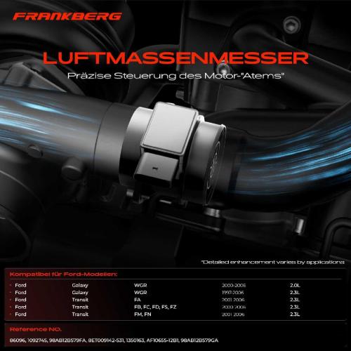 1x Luftmassenmesser für Ford Galaxy WGR Transit FA FB FC FD FS FZ FM FN 2.0L 2.3L 1997-2006 Bild 1x Luftmassenmesser für Ford Galaxy WGR Transit FA FB FC FD FS FZ FM FN 2.0L 2.3L 1997-2006
