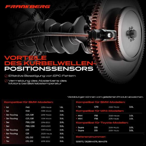 Frankberg 1x Kurbelwellensensor Impulsgeber für BMW 1er 3er G21 G81 5er X1 X2 X3 MINI Toyota Bild Frankberg 1x Kurbelwellensensor Impulsgeber für BMW 1er 3er G21 G81 5er X1 X2 X3 MINI Toyota