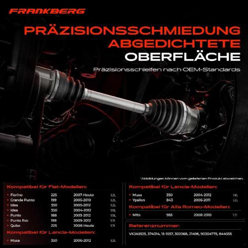 Frankberg 1x Antriebswelle Gelenksatz Vorderachse für Fiat Punto Idea Lancia Musa Alfa Romeo Mito Bild Frankberg 1x Antriebswelle Gelenksatz Vorderachse für Fiat Punto Idea Lancia Musa Alfa Romeo Mito