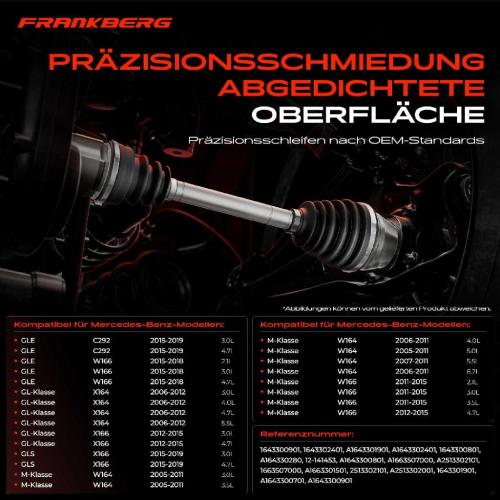 1x Antriebswelle Gelenksatz Vorderachse für Mercedes-Benz GL-Klasse X164 X166 W166 C292 Bild 1x Antriebswelle Gelenksatz Vorderachse für Mercedes-Benz GL-Klasse X164 X166 W166 C292