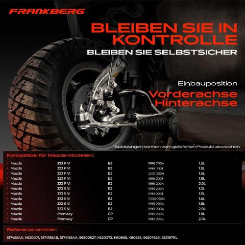 1x Querlenker Satz Vorderachse für Mazda 323 F VI BJ 323 S VI Premacy CP 1.3L 1.5L 1.6L 1.8L 2.0L 1998-2005 Bild 1x Querlenker Satz Vorderachse für Mazda 323 F VI BJ 323 S VI Premacy CP 1.3L 1.5L 1.6L 1.8L 2.0L 1998-2005