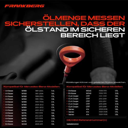 Frankberg 1x Ölmessstab Ölpeilstab Ölstab für Mercedes-Benz A-Klasse W168 W176 W242 W246 W245 Bild Frankberg 1x Ölmessstab Ölpeilstab Ölstab für Mercedes-Benz A-Klasse W168 W176 W242 W246 W245
