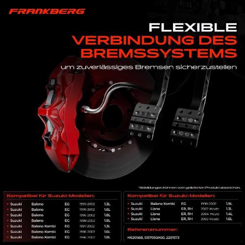 1x Bremsschlauch Bremsschläuche Hinterachse Links oder Rechts für Suzuki Baleno EG Liana ER RH Bild 1x Bremsschlauch Bremsschläuche Hinterachse Links oder Rechts für Suzuki Baleno EG Liana ER RH