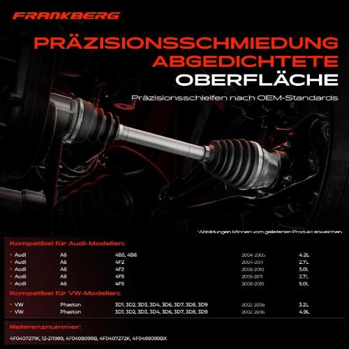 Frankberg 1x Antriebswelle Gelenksatz Vorderachse für VW Phaeton 3D Audi A6 4F2 Avant 4B5 2002-2011 Bild Frankberg 1x Antriebswelle Gelenksatz Vorderachse für VW Phaeton 3D Audi A6 4F2 Avant 4B5 2002-2011