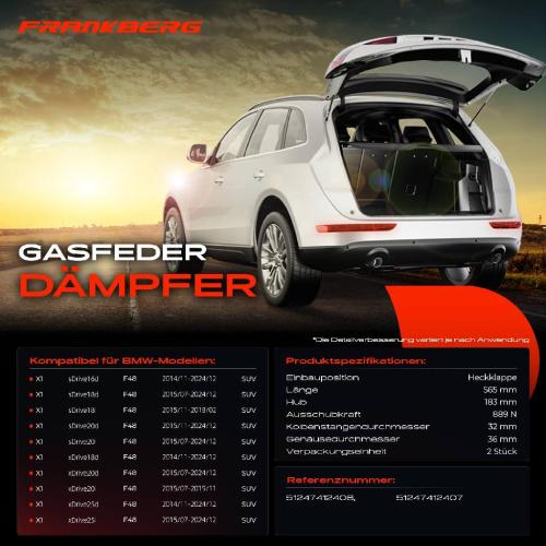 2x Gasfeder Dämpfer Heckklappe für BMW X1 F48 Van SUV Bj ab 2014 Bild 2x Gasfeder Dämpfer Heckklappe für BMW X1 F48 Van SUV Bj ab 2014