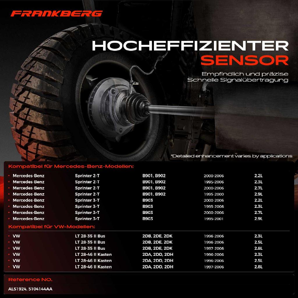 1x ABS Sensor Hinterachse beidseitig für VW LT 28-35 II Bus 2DB 2DE 2DK LT 28-46 II Kasten 2DA 2DD 2DH