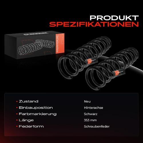 Frankberg 2x Fahrwerksfeder Hinterachse für Audi A4 8D2 B5 1.8L 1.9L 2.4L 2.5L 2.6L 2.8L 1995-2001 Bild Frankberg 2x Fahrwerksfeder Hinterachse für Audi A4 8D2 B5 1.8L 1.9L 2.4L 2.5L 2.6L 2.8L 1995-2001