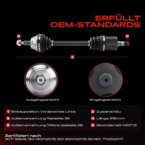 1x Antriebswelle Vorderachse Links für VW Golf IV Variant 1J1 1J5 New Beetle Cabriolet 1C1 9C1 1Y7 Bild 1x Antriebswelle Vorderachse Links für VW Golf IV Variant 1J1 1J5 New Beetle Cabriolet 1C1 9C1 1Y7