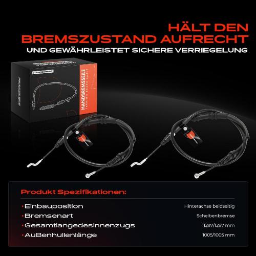 2x Seilzug Feststellbremse Hinterachse beidseitig für VW Transporter V Pritsche/Fahrgestell Multivan V Bild 2x Seilzug Feststellbremse Hinterachse beidseitig für VW Transporter V Pritsche/Fahrgestell Multivan V