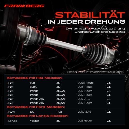 1x Antriebswelle Vorderachse Links für Fiat 500 Panda Ford KA Lancia Ypsilon Bild 1x Antriebswelle Vorderachse Links für Fiat 500 Panda Ford KA Lancia Ypsilon