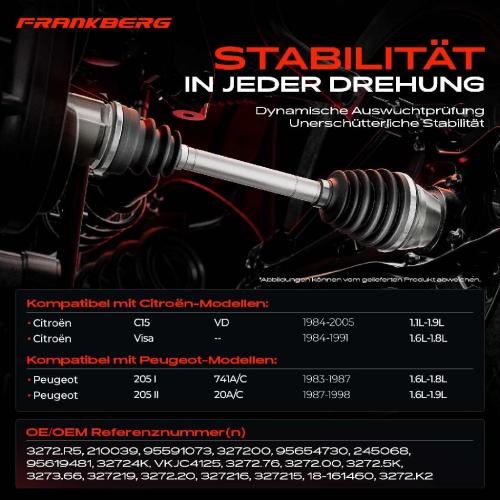 1x Antriebswelle Vorderachse Links für Peugeot 205 I II 20A/C Citroën C15 Visa Bild 1x Antriebswelle Vorderachse Links für Peugeot 205 I II 20A/C Citroën C15 Visa