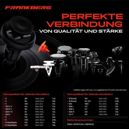 Frankberg 10x Befestigungsclips Türverkleidung für Mazda 3 6 Hatchback Kombi Station Wagon Stufenheck Bild Frankberg 10x Befestigungsclips Türverkleidung für Mazda 3 6 Hatchback Kombi Station Wagon Stufenheck
