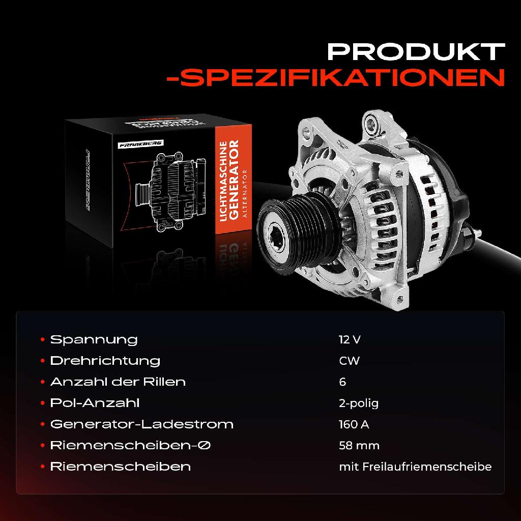 1x Lichtmaschine Generator für Chrysler Voyager IV RG RS 2000-2008