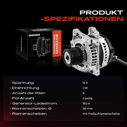 1x Lichtmaschine Generator für Chrysler Voyager IV RG RS 2000-2008 Bild 1x Lichtmaschine Generator für Chrysler Voyager IV RG RS 2000-2008