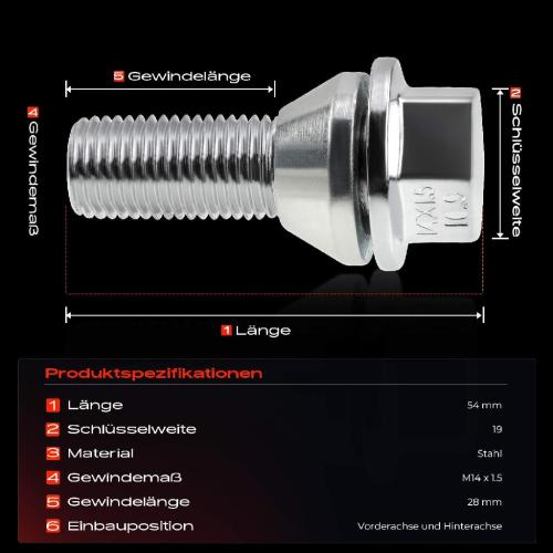 Frankberg 5x Radschraube für Volvo S60 I 384 S80 I 184 TS XY V70 II XC70 II 136 Bild Frankberg 5x Radschraube für Volvo S60 I 384 S80 I 184 TS XY V70 II XC70 II 136