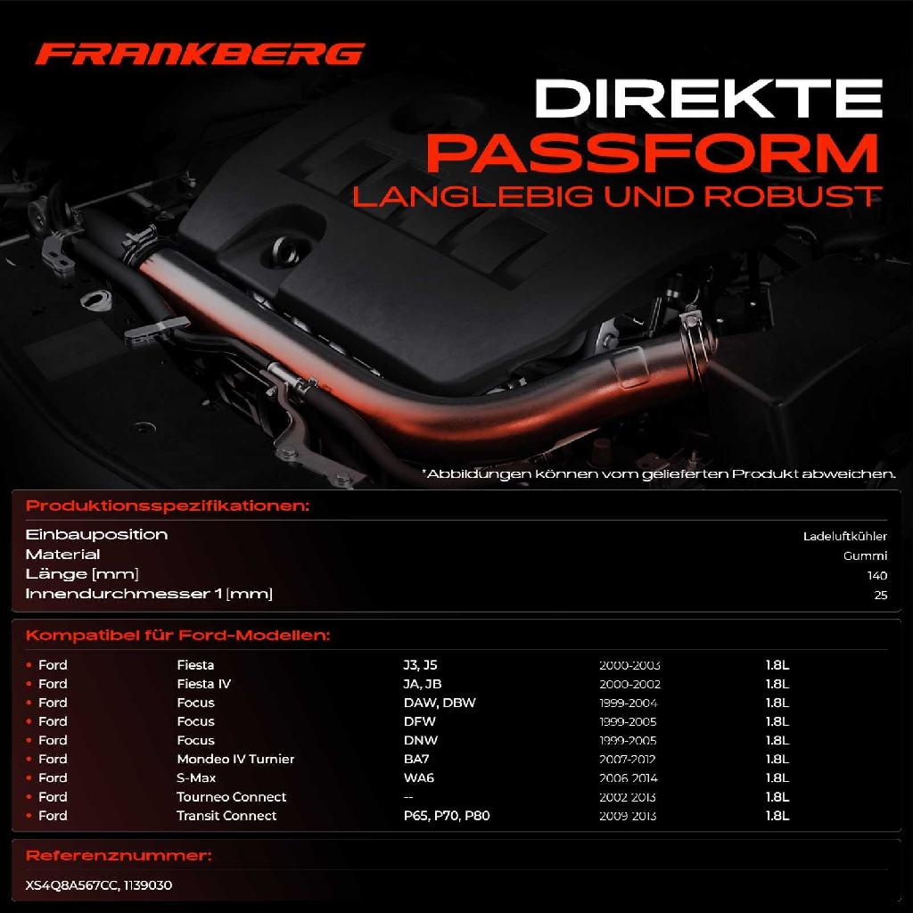 1x Kühlerschlauch Turboschlauch für Ford Fiesta IV Kasten Focus C-Max II Stufenheck Turnier Kasten/Kombi