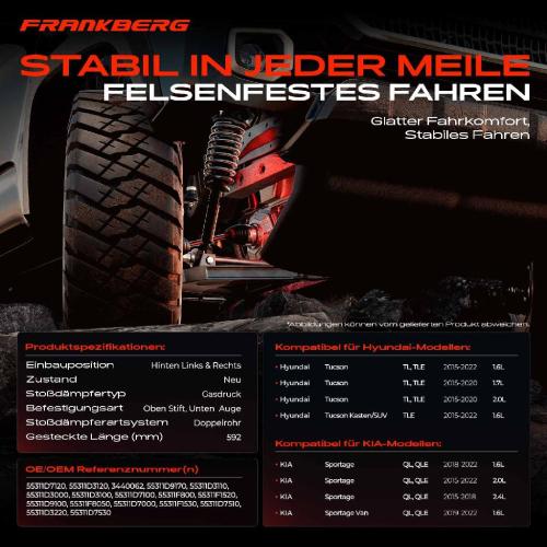 2x Stoßdämpfer Hinterachse für Hyundai Tucson TL TLE TLE KIA Sportage QL QLE Van Bj ab 2015 Bild 2x Stoßdämpfer Hinterachse für Hyundai Tucson TL TLE TLE KIA Sportage QL QLE Van Bj ab 2015