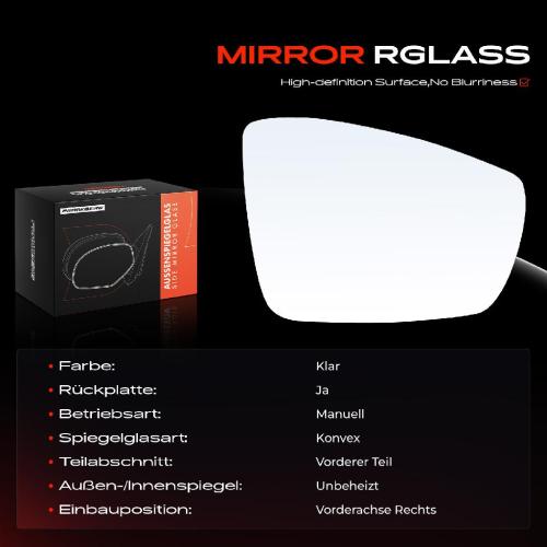 1x Spiegelglas Außenspiegel rechts für VW Polo 6C1 6R1 UP! 121 122 123 BL Bild 1x Spiegelglas Außenspiegel rechts für VW Polo 6C1 6R1 UP! 121 122 123 BL