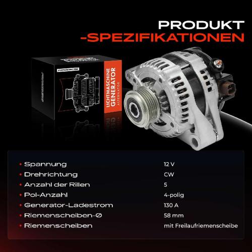 Frankberg 1x Lichtmaschine Generator für Toyota Corolla Hiace IV H1 H2 Previa RAV 4 II Bild Frankberg 1x Lichtmaschine Generator für Toyota Corolla Hiace IV H1 H2 Previa RAV 4 II