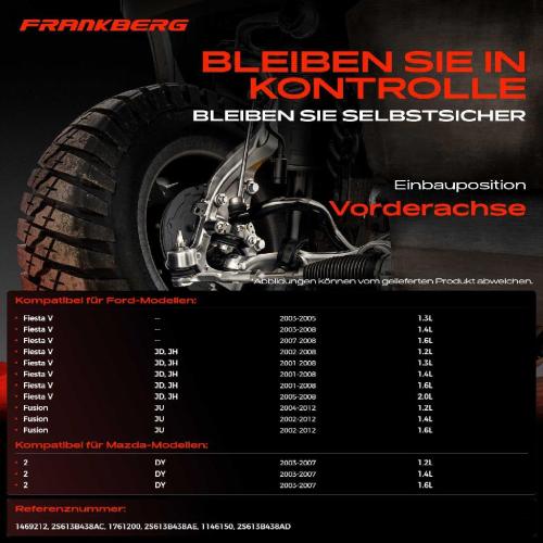 Frankberg 2x Koppelstange Vorderachse für Ford Fiesta V Van Fusion Mazda 2 1.2L 1.3L 1.4L 1.6L 2.0L 2001-2012 Bild Frankberg 2x Koppelstange Vorderachse für Ford Fiesta V Van Fusion Mazda 2 1.2L 1.3L 1.4L 1.6L 2.0L 2001-2012