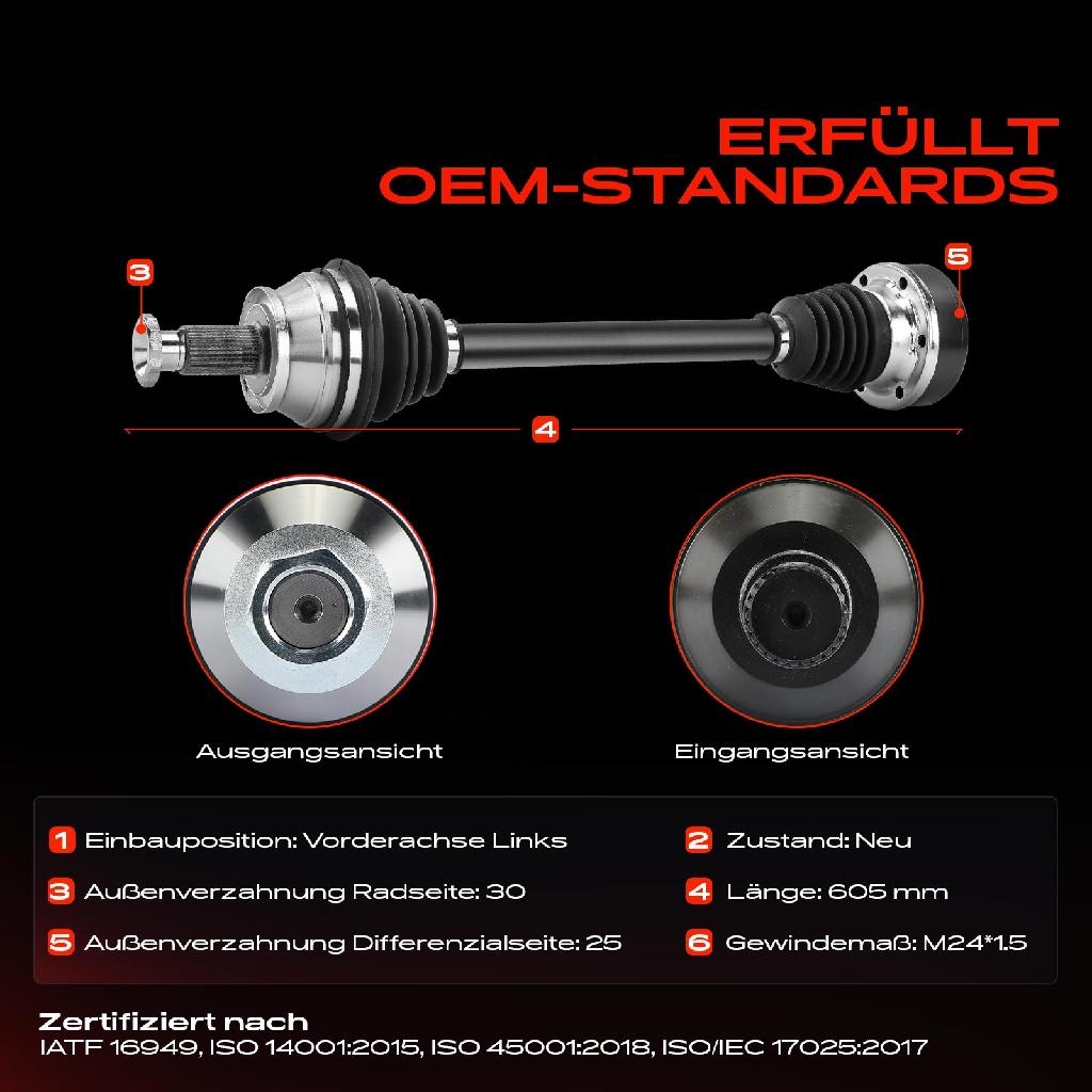 1x Antriebswelle Vorderachse Links für Opel Signum Vectra C Caravan CC Z03 Z02 1.9L 2004-2009