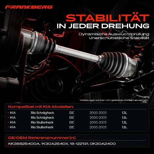 Frankberg 1x Antriebswelle Vorderachse Rechts f r KIA Rio DC 2000-2005 1.3L 1.5L Bild Frankberg 1x Antriebswelle Vorderachse Rechts f r KIA Rio DC 2000-2005 1.3L 1.5L