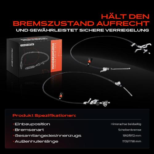 2x Seilzug Feststellbremse Hinterachse beidseitig für Toyota Verso R2 1.6L 1.8L 2.2L 2009-2018 Bild 2x Seilzug Feststellbremse Hinterachse beidseitig für Toyota Verso R2 1.6L 1.8L 2.2L 2009-2018