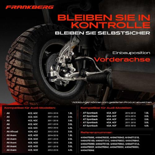 1x Querlenker Satz Vorderachse für Audi A6 Allroad Avant A7 Sportback 1.8L 2.0L 2.8L 3.0L 4.0L 2011-2018 Bild 1x Querlenker Satz Vorderachse für Audi A6 Allroad Avant A7 Sportback 1.8L 2.0L 2.8L 3.0L 4.0L 2011-2018
