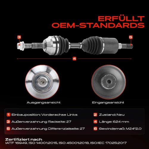 1x Antriebswelle Vorderachse Links für Jeep Cherokee KJ 3.7L 2001-2008 Bild 1x Antriebswelle Vorderachse Links für Jeep Cherokee KJ 3.7L 2001-2008