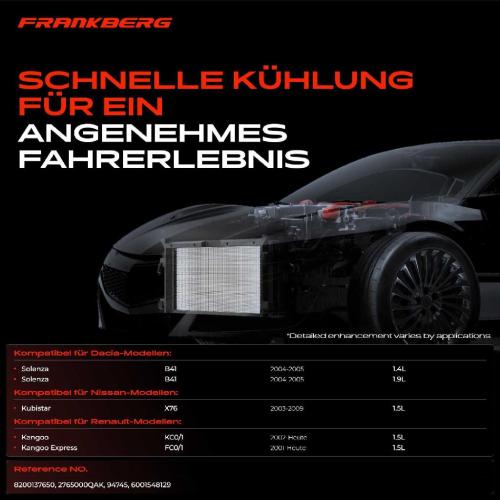 Frankberg 1x Kondensator Klimaanlage für Nissan Kubistar Renault Kangoo Dacia 1.4L 1.5L 1.9L Bild Frankberg 1x Kondensator Klimaanlage für Nissan Kubistar Renault Kangoo Dacia 1.4L 1.5L 1.9L