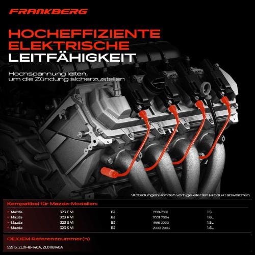2x Zündleitungssatz Zündkabel für Mazda 323 F VI 323 S VI 1.5L 1.6L 1998-2004 Bild 2x Zündleitungssatz Zündkabel für Mazda 323 F VI 323 S VI 1.5L 1.6L 1998-2004