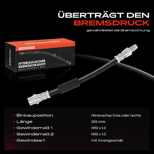 Frankberg 1x Bremsschlauch Bremsschläuche Hinterachse Links oder Rechts für Saab 9-5 YS3E 2.0L 2.3L Bild Frankberg 1x Bremsschlauch Bremsschläuche Hinterachse Links oder Rechts für Saab 9-5 YS3E 2.0L 2.3L
