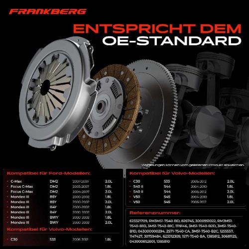 1x Kupplungssatz für Ford C-Max Focus II Cabriolet Stufenheck Turnier Mondeo III Volvo C30 S40 V50 2.0L 1.8L Bild 1x Kupplungssatz für Ford C-Max Focus II Cabriolet Stufenheck Turnier Mondeo III Volvo C30 S40 V50 2.0L 1.8L