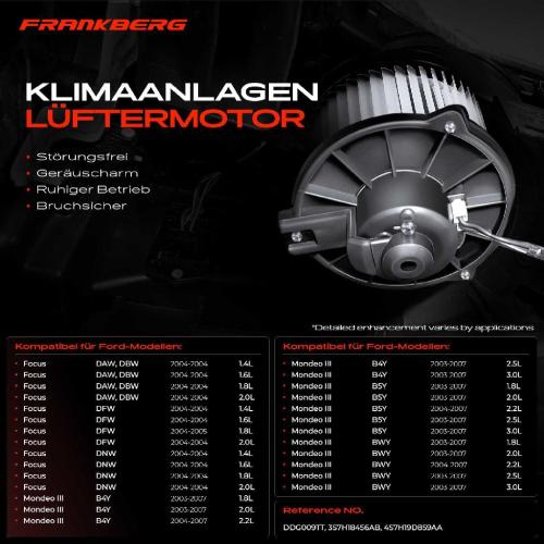 Frankberg 1x Gebläsemotor Innenraumgebläse für Ford Focus DAW DBW DFW Mondeo III 2004-2007 Bild Frankberg 1x Gebläsemotor Innenraumgebläse für Ford Focus DAW DBW DFW Mondeo III 2004-2007