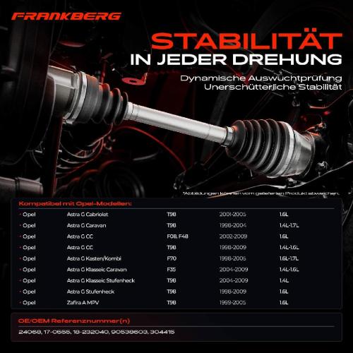 1x Antriebswelle Vorderachse Rechts für Opel Astra G CC F08 F48 Zafira A Bild 1x Antriebswelle Vorderachse Rechts für Opel Astra G CC F08 F48 Zafira A