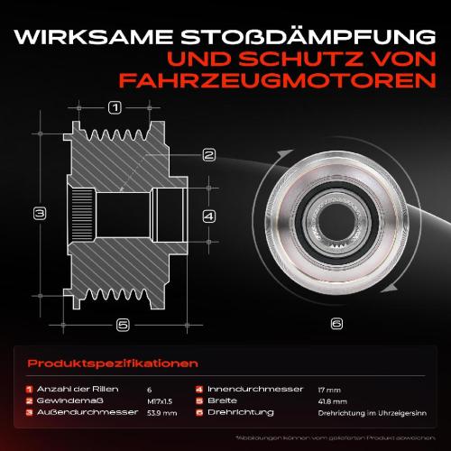1x Generatorfreilauf Lichtmaschine für Citroën C3 C4 Jumper Opel Peugeot 208 308 Bild 1x Generatorfreilauf Lichtmaschine für Citroën C3 C4 Jumper Opel Peugeot 208 308