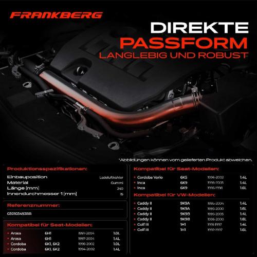 Frankberg 1x Kühlerschlauch Turboschlauch für VW Golf III Variant Polo Classic Vento Seat Arosa Cordoba Vario Inc Bild Frankberg 1x Kühlerschlauch Turboschlauch für VW Golf III Variant Polo Classic Vento Seat Arosa Cordoba Vario Inc