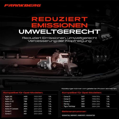 Frankberg 1x AGR-Ventil Abgasrückführungsventil für Opel Agila (A) Astra G CC Klasseic Caravan Stufenheck H GTC Bild Frankberg 1x AGR-Ventil Abgasrückführungsventil für Opel Agila (A) Astra G CC Klasseic Caravan Stufenheck H GTC