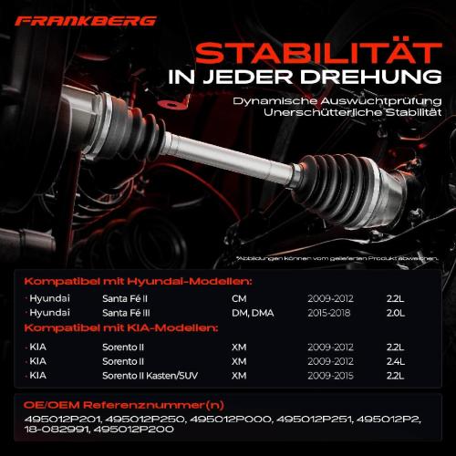 1x Antriebswelle Vorderachse Rechts für Hyundai Santa Fé II III CM DM DMA 2.0L 2.2L 2009-2018 Bild 1x Antriebswelle Vorderachse Rechts für Hyundai Santa Fé II III CM DM DMA 2.0L 2.2L 2009-2018