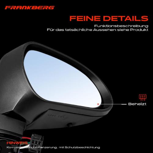 Frankberg 1x Außenspiegel Rechts für Peugeot 207 207 CC 207 SW WA WC WD WK 1.4L 1.6L 2006-2015 Bild Frankberg 1x Außenspiegel Rechts für Peugeot 207 207 CC 207 SW WA WC WD WK 1.4L 1.6L 2006-2015