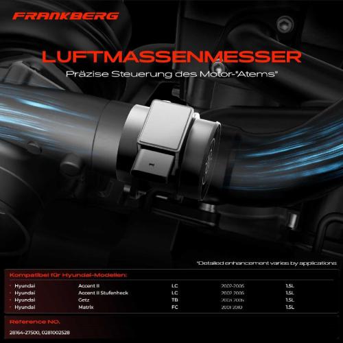 1x Luftmassenmesser für Hyundai Accent II LC Accent II Stufenheck Getz TB Matrix FC 1.5L 2001-2010 Bild 1x Luftmassenmesser für Hyundai Accent II LC Accent II Stufenheck Getz TB Matrix FC 1.5L 2001-2010