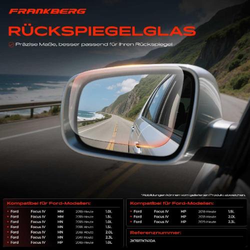 Frankberg 1x Spiegelglas Außenspiegel links für Ford Focus IV Stufenheck Turnier HN HM HP Bild Frankberg 1x Spiegelglas Außenspiegel links für Ford Focus IV Stufenheck Turnier HN HM HP