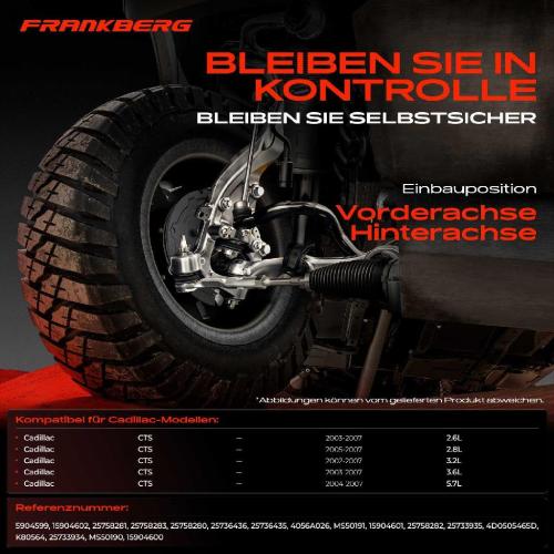 Frankberg 1x Querlenker Satz Vorderachse für Cadillac CTS 2.6L 2.8L 3.2L 3.6L 5.7L 2002-2007 Bild Frankberg 1x Querlenker Satz Vorderachse für Cadillac CTS 2.6L 2.8L 3.2L 3.6L 5.7L 2002-2007